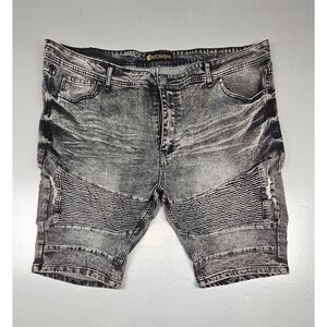 Rocawear Jean Shorts‎ Men's Size 42. Black Acid Wash Distressed Denim Stretch.